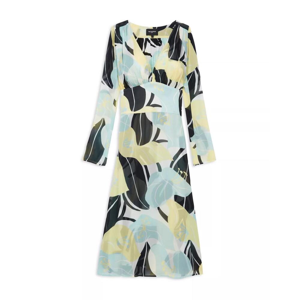 The Kooples Hibiscus Silk Midi Dress Size 1 (US S) Green Floral NWT - Picture 4 of 10